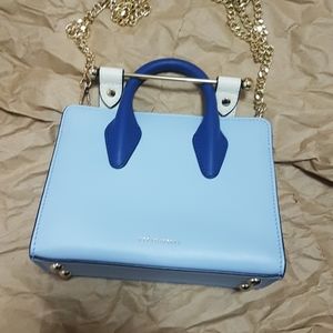 Strathberry Nano Tri-Color Leather Tote Sky Blue